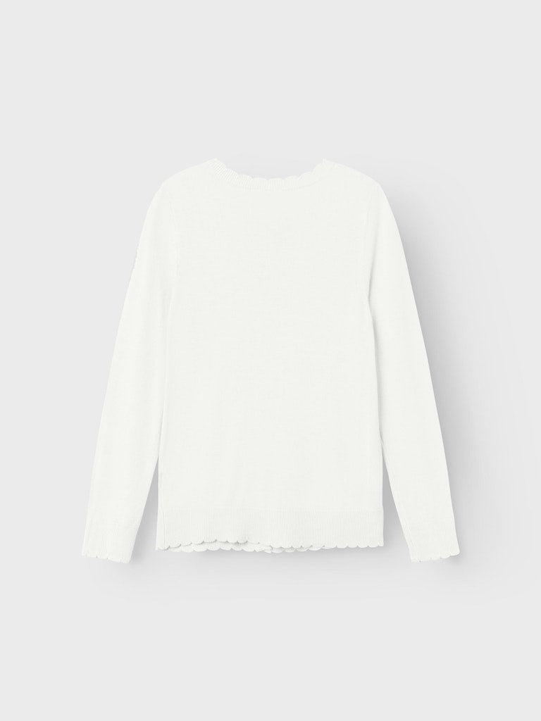 Girl's Vamone Long Sleeve Knit Cardigan-Bright White-Back View
