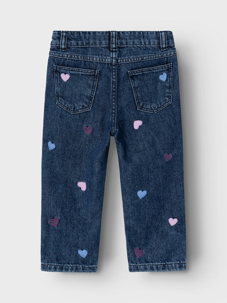 Bella Mom Heart Jeans -Dark Blue Denim-Detail view