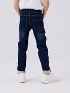 NAME IT Ryan Slim Sweat Jeans 5225-Blue Denim Blue Denim model front view