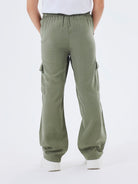 NAME IT Bella Green Cargo Pants Deep Lichen Green model front view