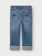 NAME IT Rose Straight Fold Jeans Medium Blue Denim model front view
