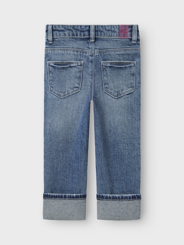 NAME IT Rose Straight Fold Jeans Medium Blue Denim model front view