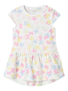 NAME IT Vigga Cap Sleeve White Butterfly Dress Bright White/Butterfly front view