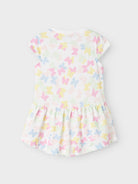 NAME IT Vigga Cap Sleeve White Butterfly Dress Bright White/Butterfly model front view
