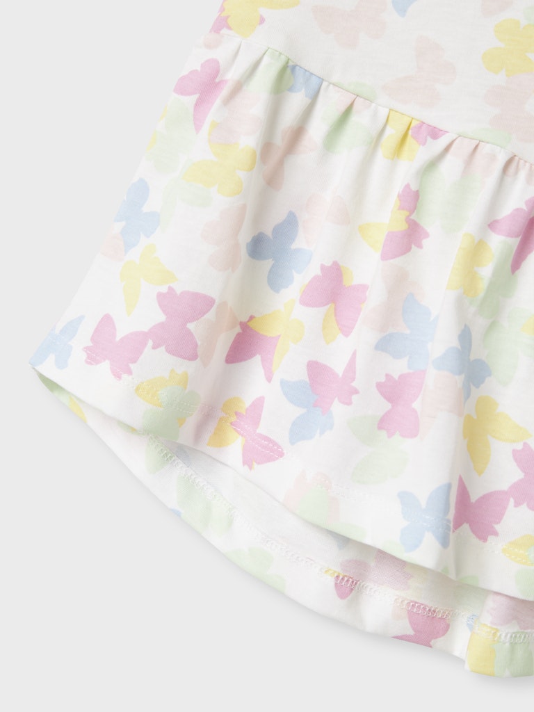 Vigga Cap Sleeve White Butterfly Dress-Close up on butterfly print