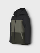 NAME IT Max Jacket Block-Dusty Olive Dusty Olive model front view