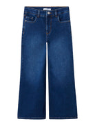 NAME IT Polly Wide Leg Jeans-Dark Blue Denim Dark Blue Denim front view