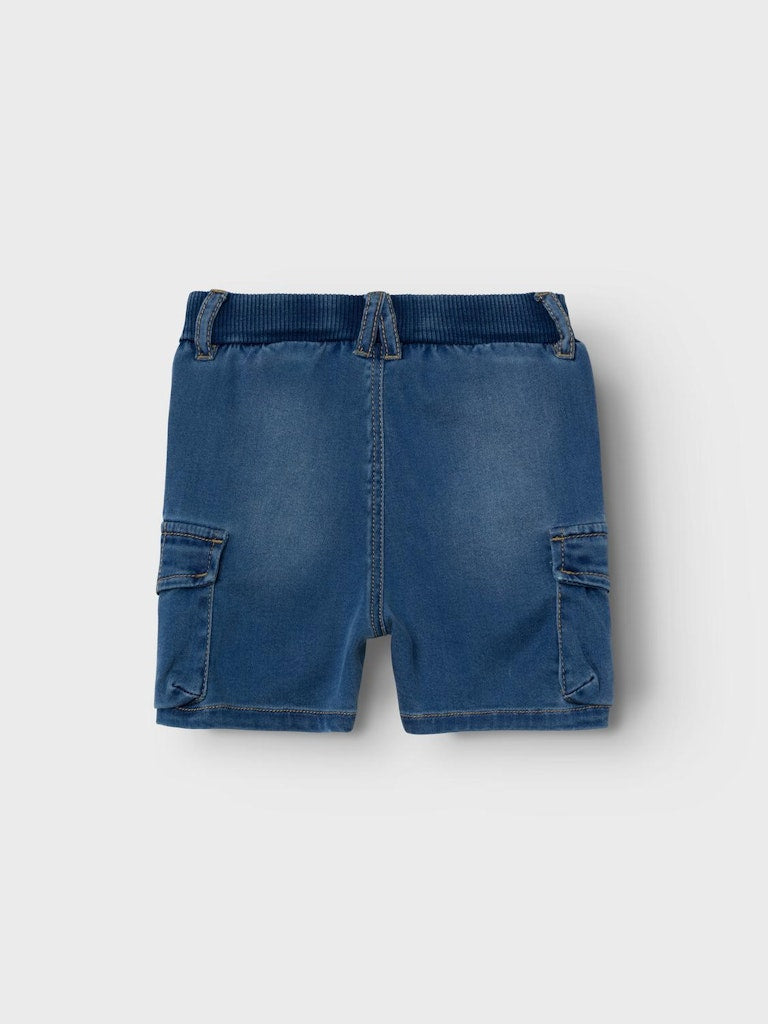 Boy's Ben Baggy Denim Shorts 8610-Medium Blue Denim-Back View
