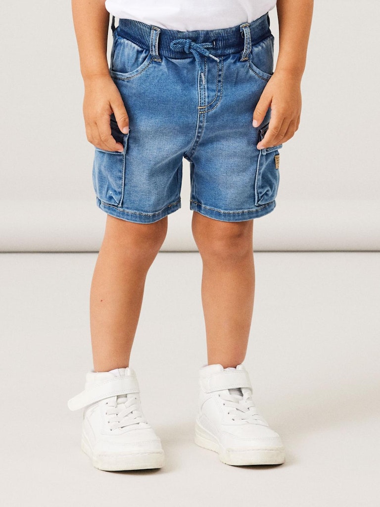 NAME IT Ben Baggy Denim Shorts 8610-Medium Blue Denim Medium Blue Denim front view