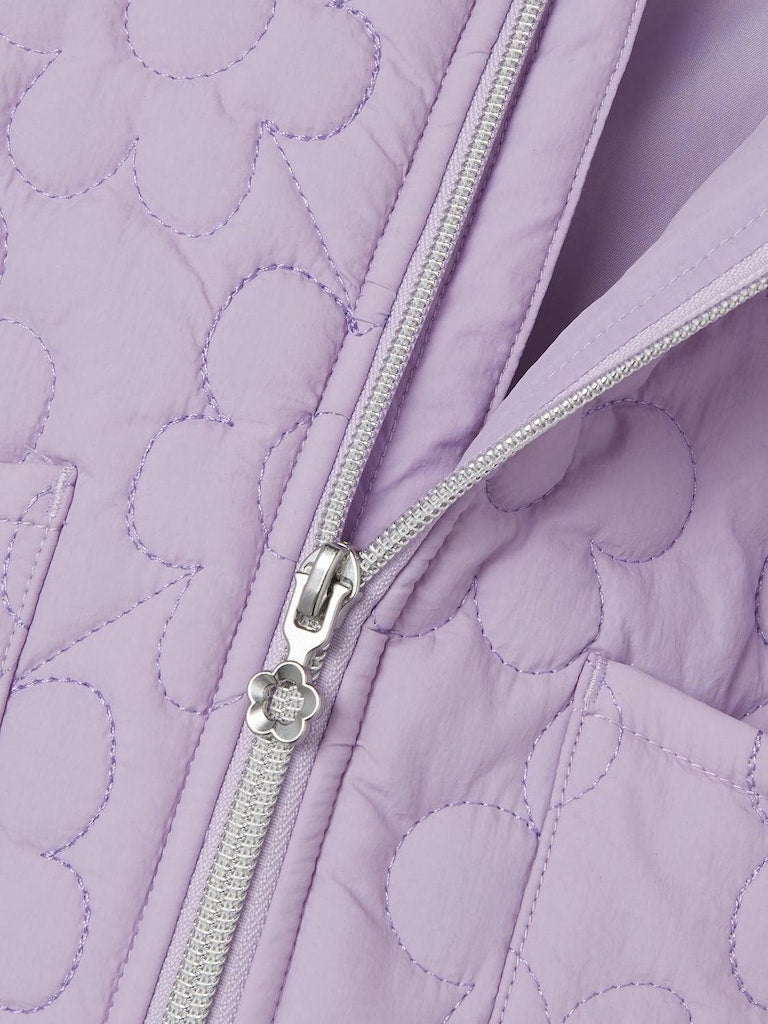 Girl's Mower Quilted Jacket-Orchid Bloom-Zip Fastening View