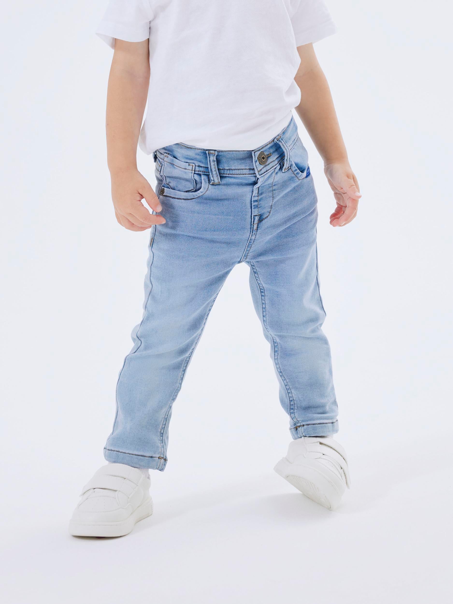 Boy's Silas Slim Sweat Jeans 8001-Light Blue Denim-Model Front View