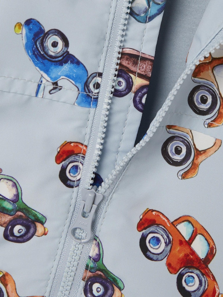 Boy's Max Jacket Cars-Celestial Blue-Close Up View
