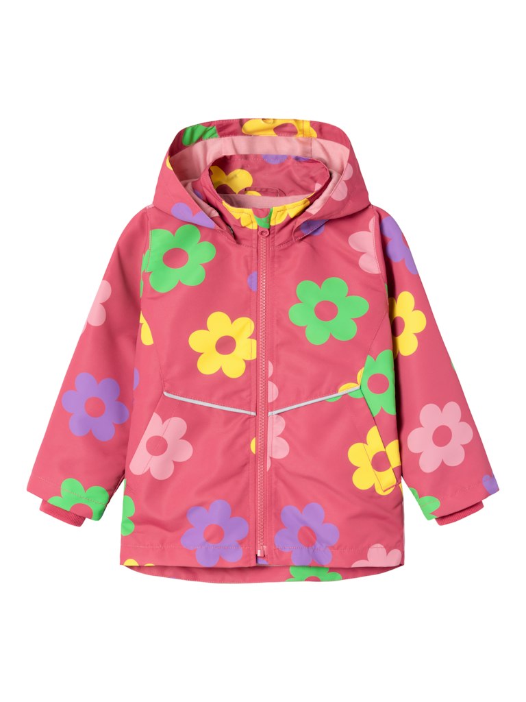 Girl's Maxi Jacket Flower Dot-Carmine-Front View