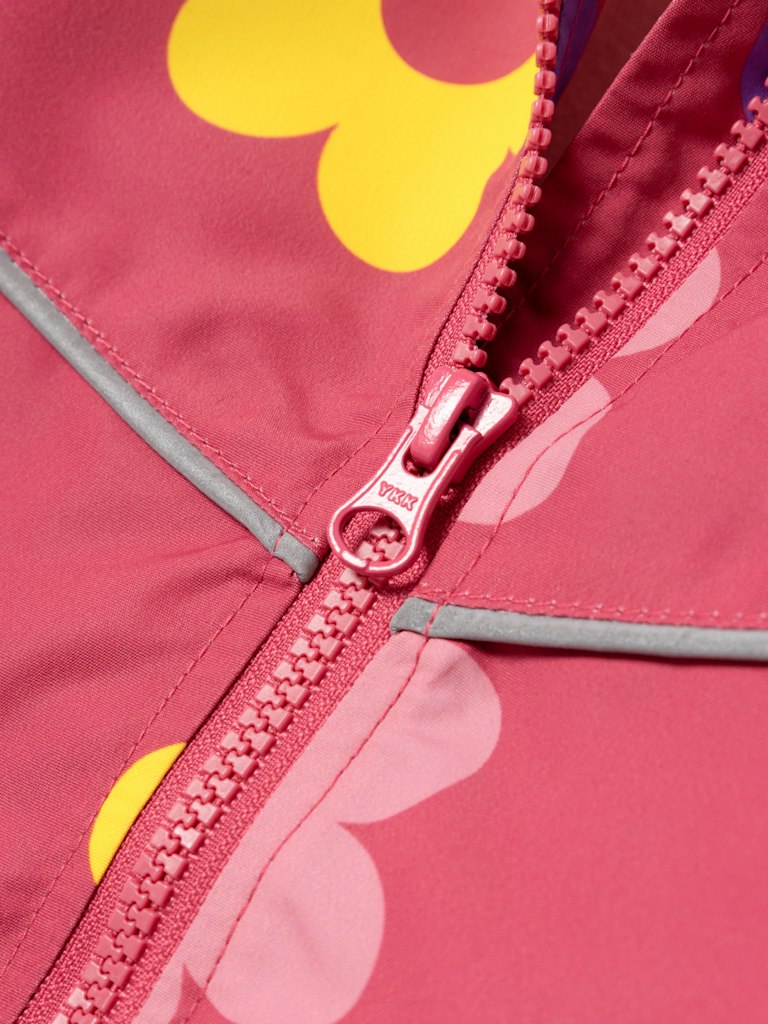 Girl's Maxi Jacket Flower Dot-Carmine-Zip Fastening View