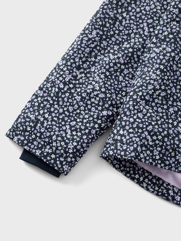 Girl's Maxi Jacket Mini Flowers-Dark Sapphire-Sleeve View