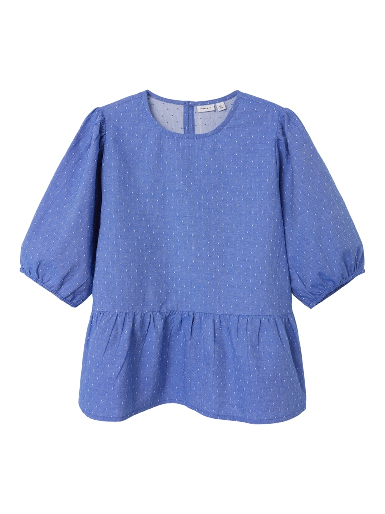 Girl's Fadotta Short Sleeve Top-Clematis Blue-Front View