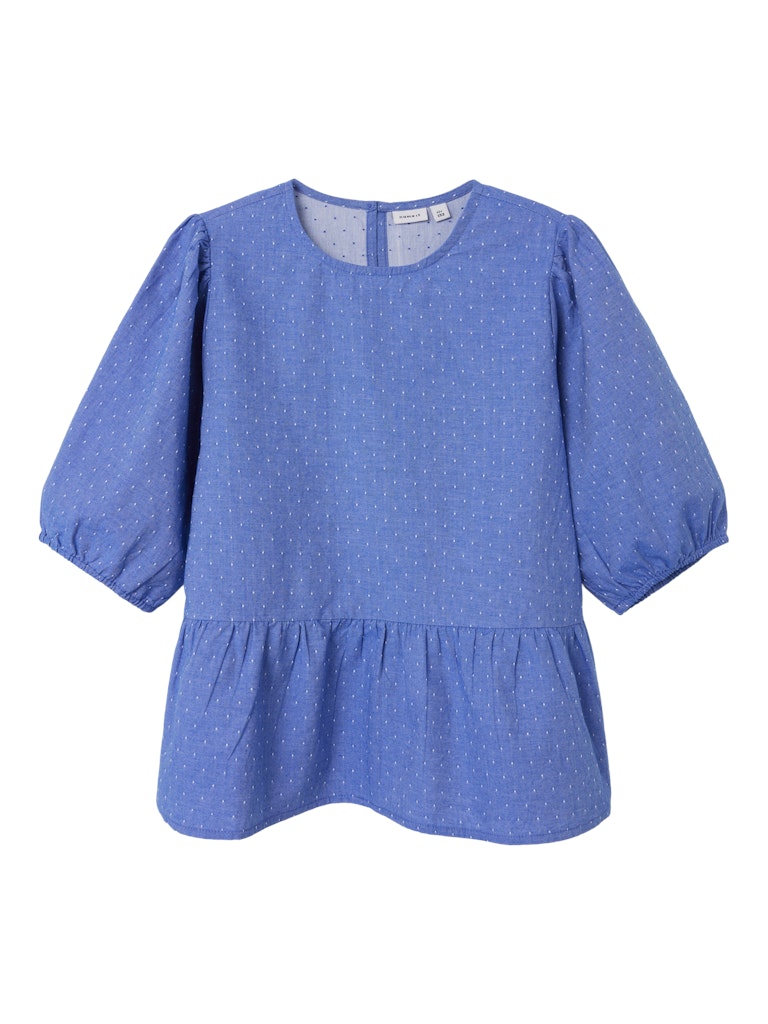 NAME IT Fadotta Short Sleeve Top-Clematis Blue Clematis Blue model front view