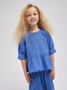NAME IT Fadotta Short Sleeve Top-Clematis Blue Clematis Blue front view