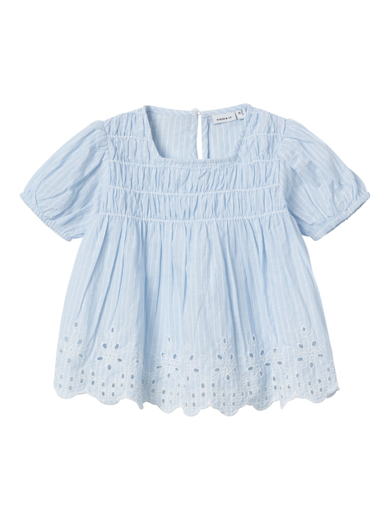 Girl's Fesinne Short Sleeve Top-Chambray Blue-Front View