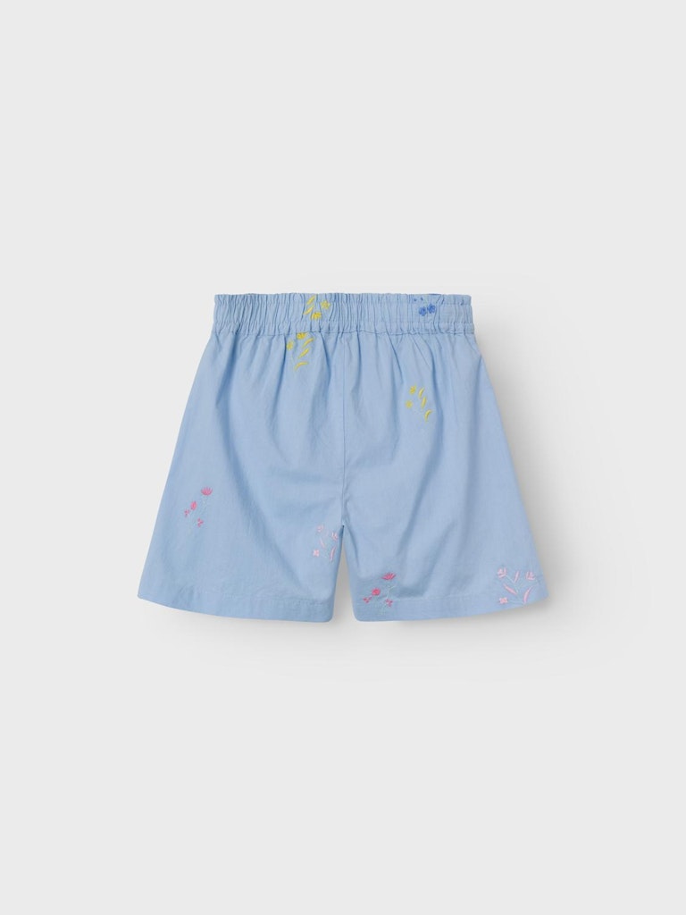 Girl's Falower Loose Shorts-Chambray Blue-Back View