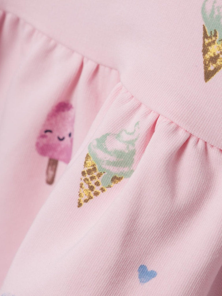 Girl's Fransia Light Sweat Long Sleeve Dress-Parfait Pink-Close Up View