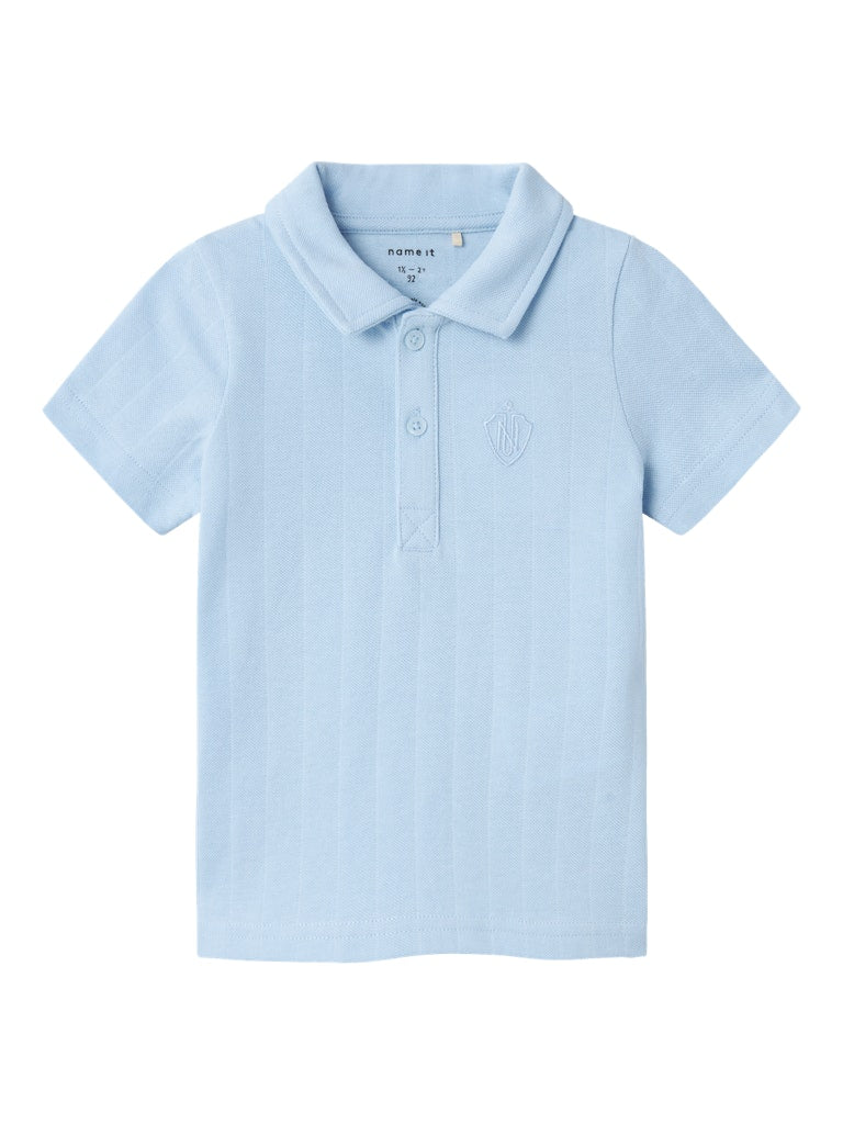 Boy's Fen Short Sleeve Polo-Chambray Blue-Front View
