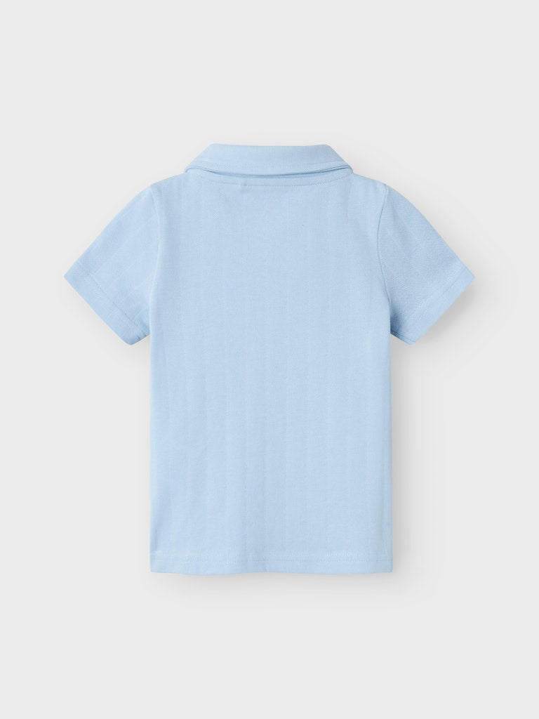 Boy's Fen Short Sleeve Polo-Chambray Blue-Back View