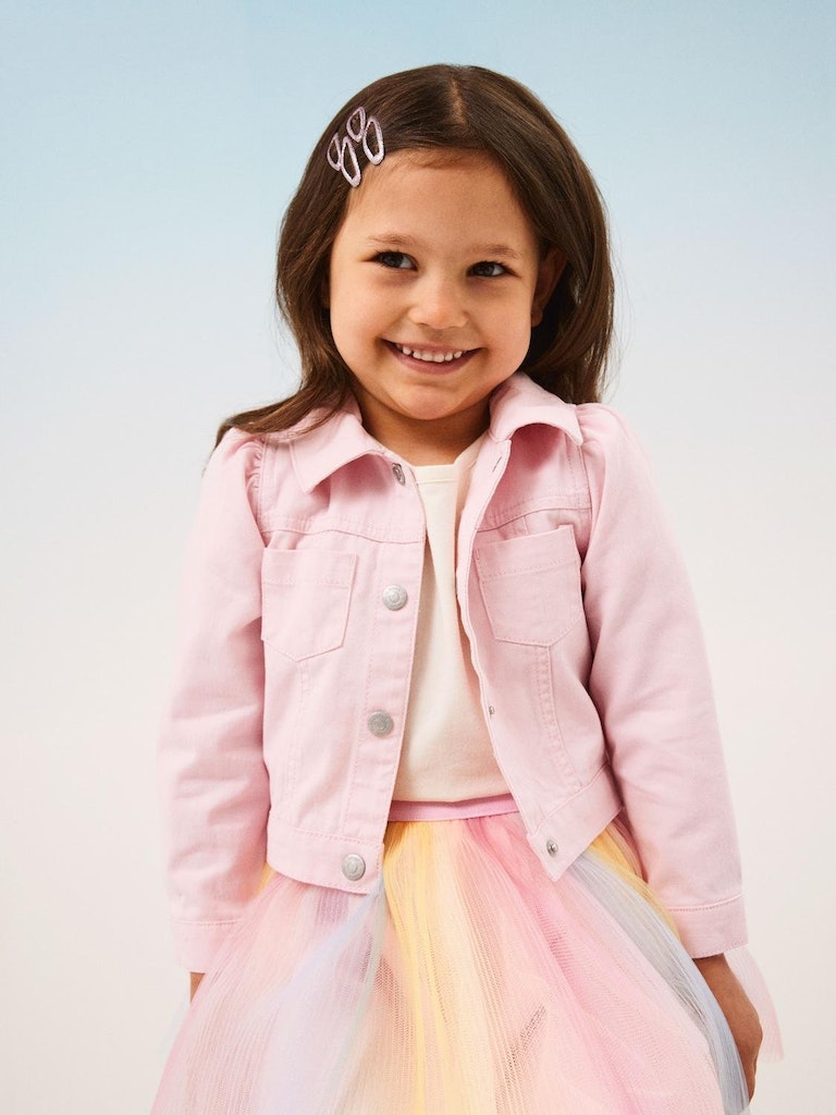 Girl's Fatae Twill Jacket 5439-Parfait Pink-Model Front View