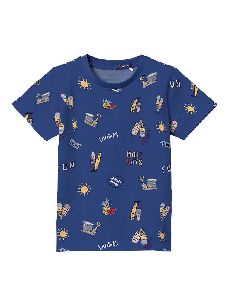 Boy's Flyne Short Sleeve Top-Clematis Blue-Front View