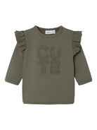 NAME IT Babett Long Sleeve Sweat-Dusty Olive Dusty Olive front view