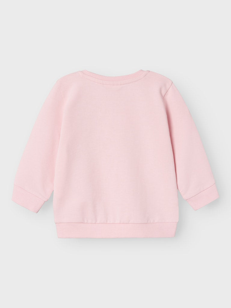 NAME IT Hillia Long Sleeve Sweat-Parfait Pink Parfait Pink model front view