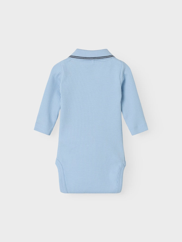 Boy's Friman Long Sleeve Polo Body-Chambray Blue-Back View
