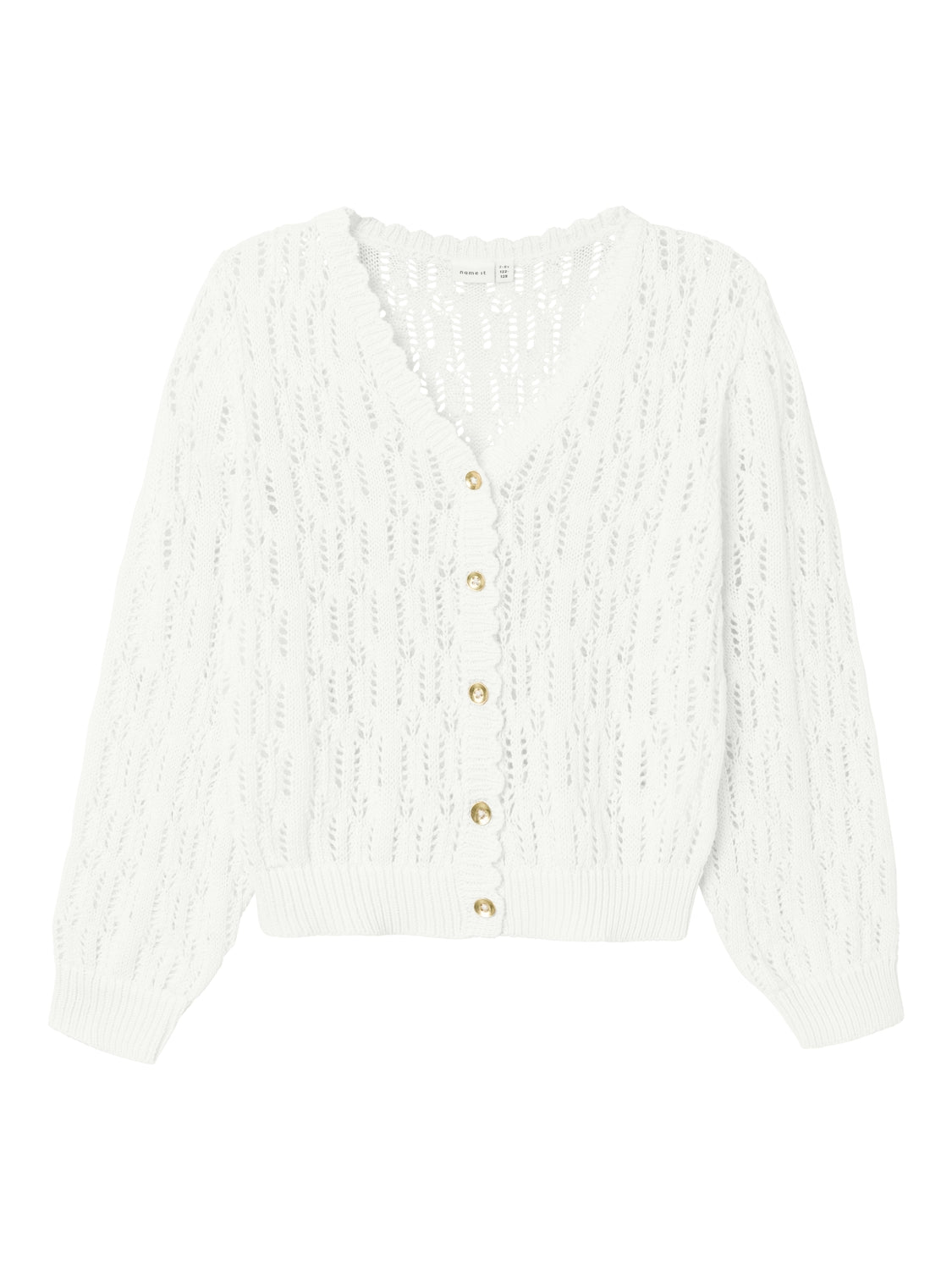 Girl's Fannai Long Sleeve Knit Cardigan-Bright White-Front View