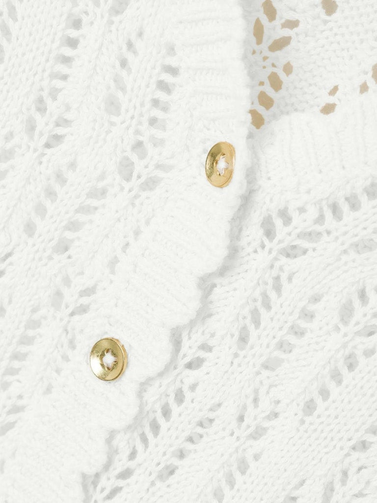 Girl's Fannai Long Sleeve Knit Cardigan-Bright White-Button View