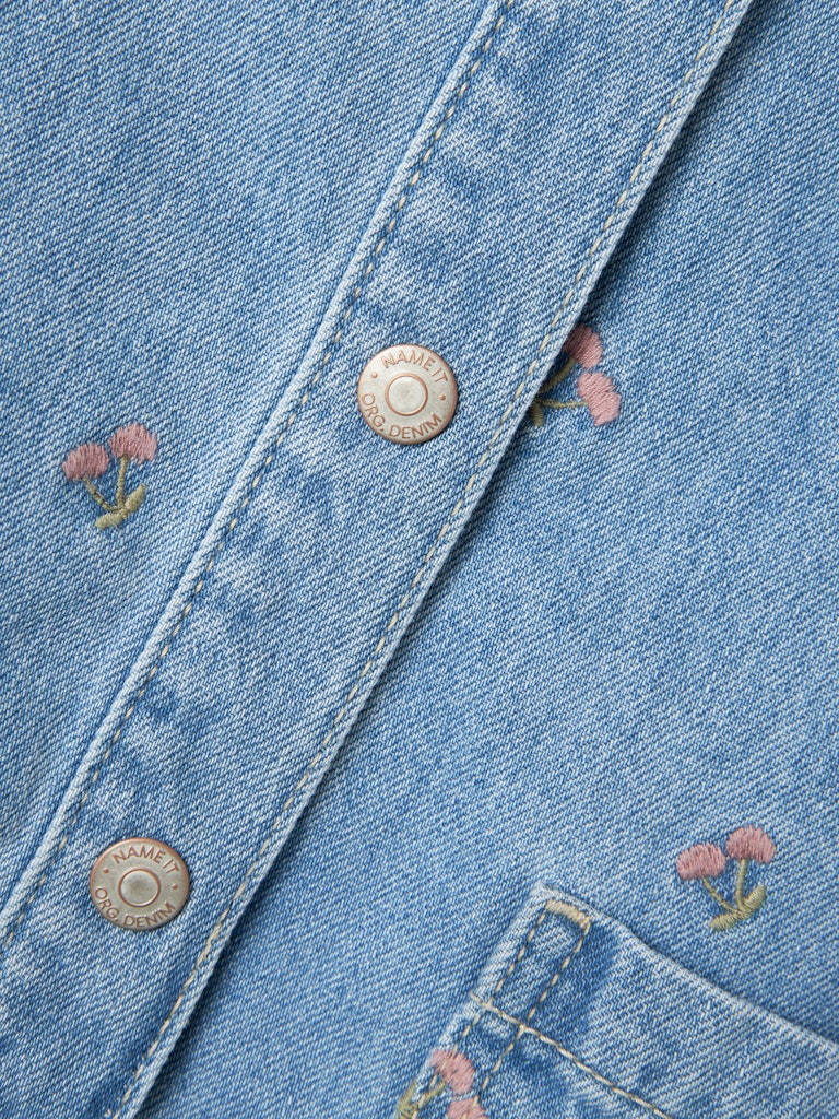 Piper Denim Light Blue Denim Dress-Button detail