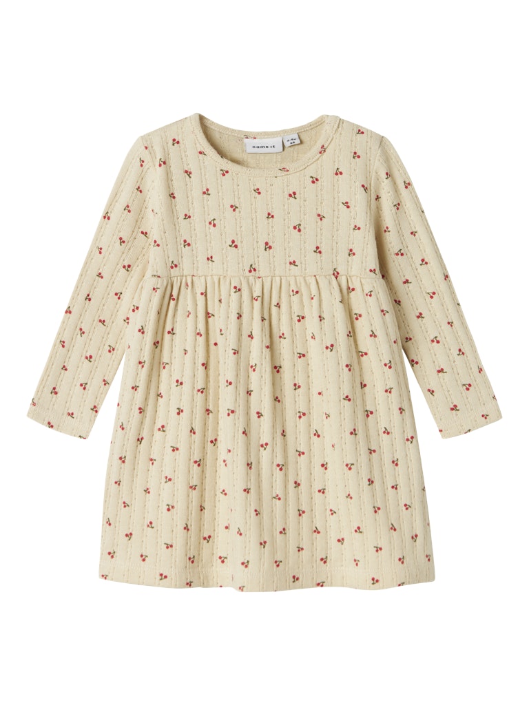 Newborn Girl's Bilia Long Sleeve Dress-Summer Sand-Front View