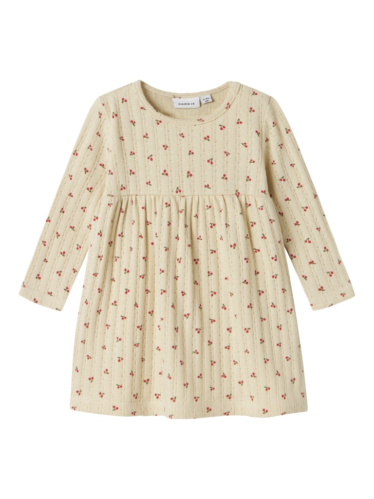 NAME IT Bilia Long Sleeve Dress-Summer Sand Summer Sand front view