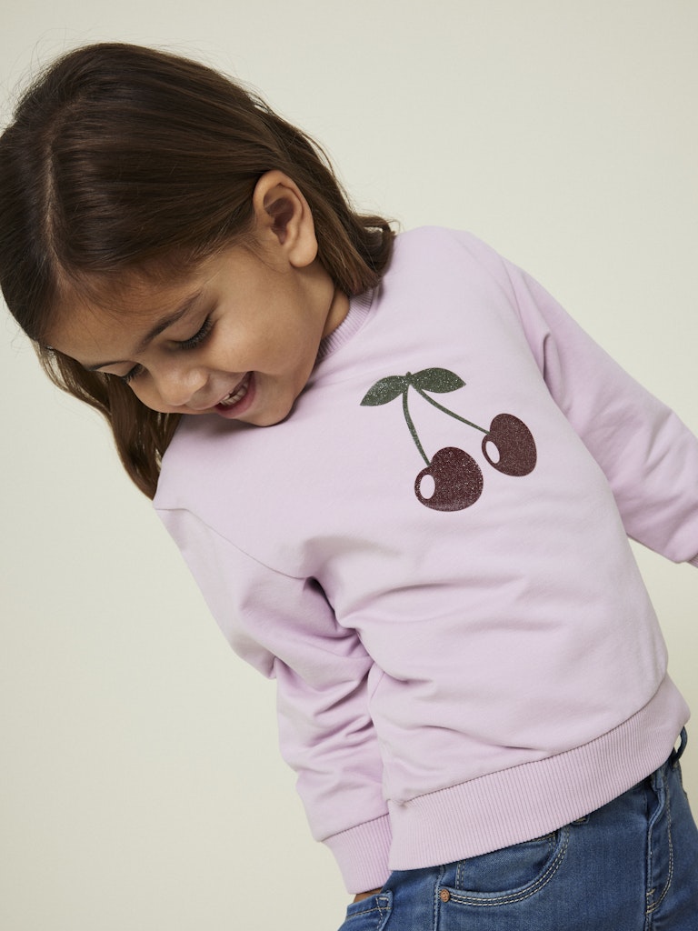 Girl's Bellos Long Sleeve Sweat-Winsome Orchid-Model Side View