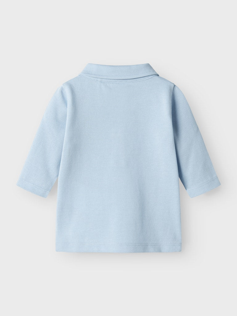 Boy's Dexter Long Sleeve Polo Top-Celestial Blue-Back View