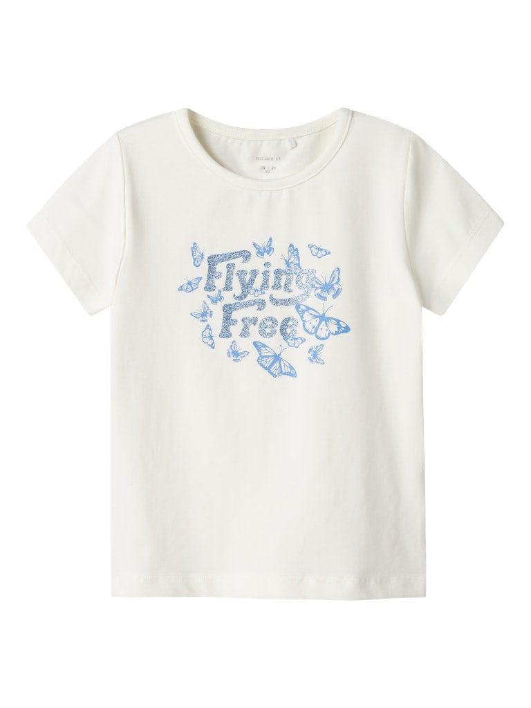 Girl's Dromi Short Sleeve Top-Cloud Dancer-Front View