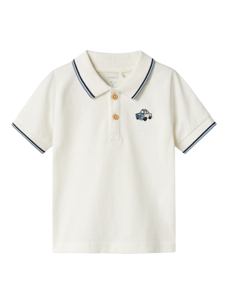 Boy's Dakan Short Sleeve Polo-Cloud Dancer-Front View