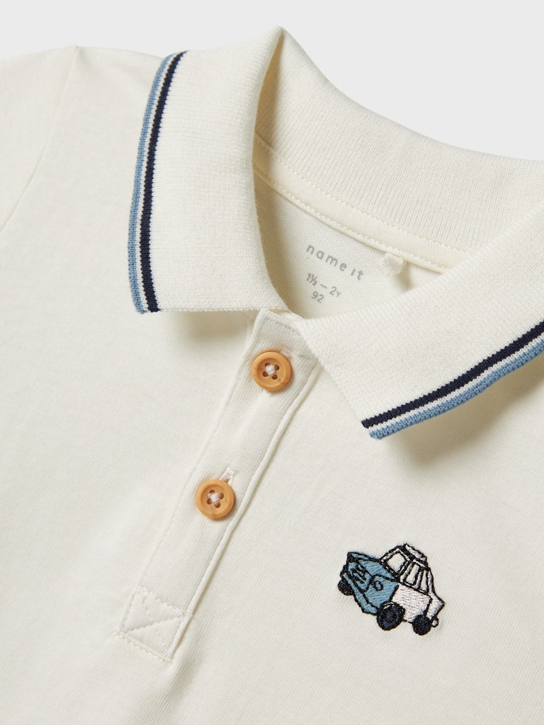 Boy's Dakan Short Sleeve Polo-Cloud Dancer-Close Up View