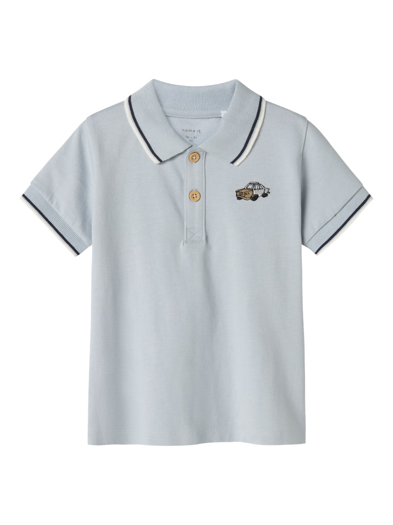 Boy's Dakan Short Sleeve Polo-Celestial Blue-Front View