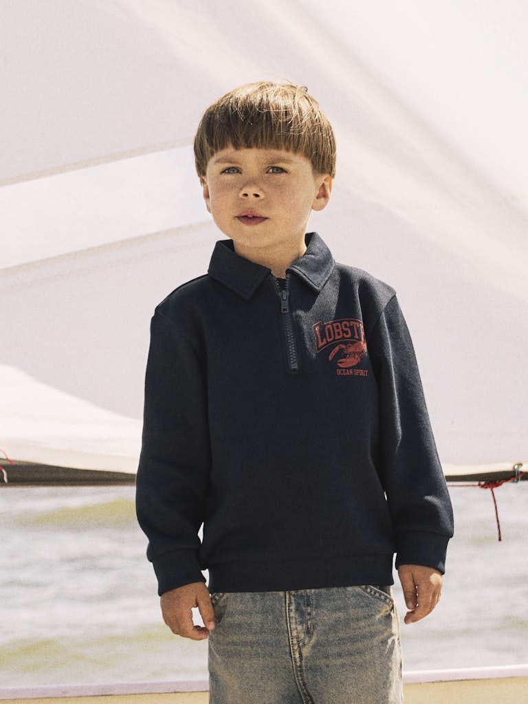 Mini Boy's Freddy Sweat-Navy Blazer-Model Front View