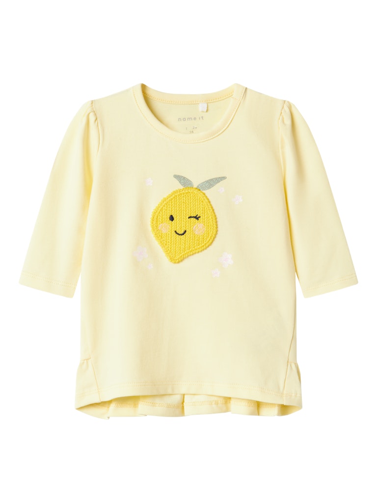 Newborn Girl Feva Long Sleeve Tunic-Pastel Yellow-Front View