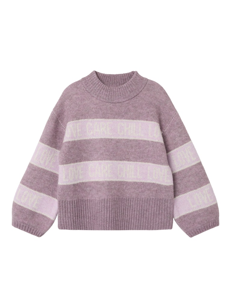 Girl's Beify Long Sleeve Oversize Knit-Elderberry-Front View