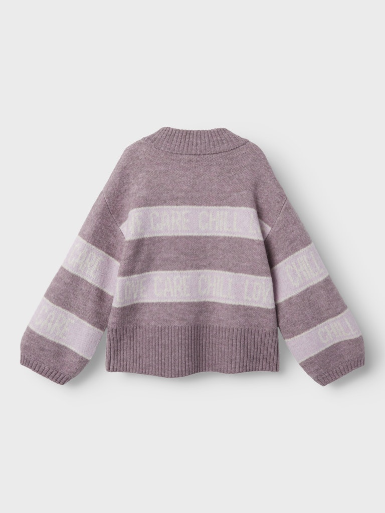 Girl's Beify Long Sleeve Oversize Knit-Elderberry-Back View