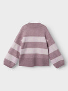 Back view of girls long sleeve oversize knit jumper