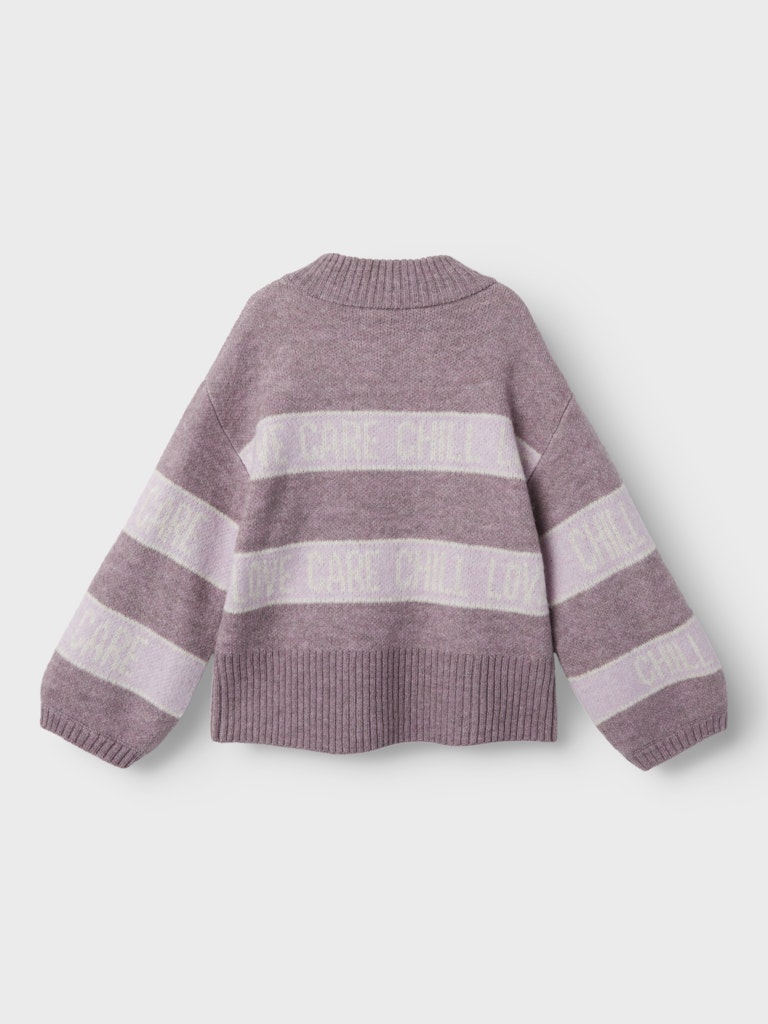 Back view of girls long sleeve oversize knit jumper