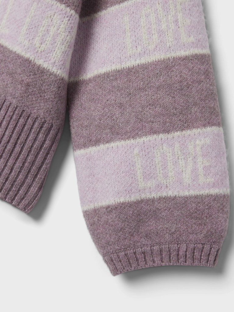 Sleeve detail of girls Elderberry knit jumper